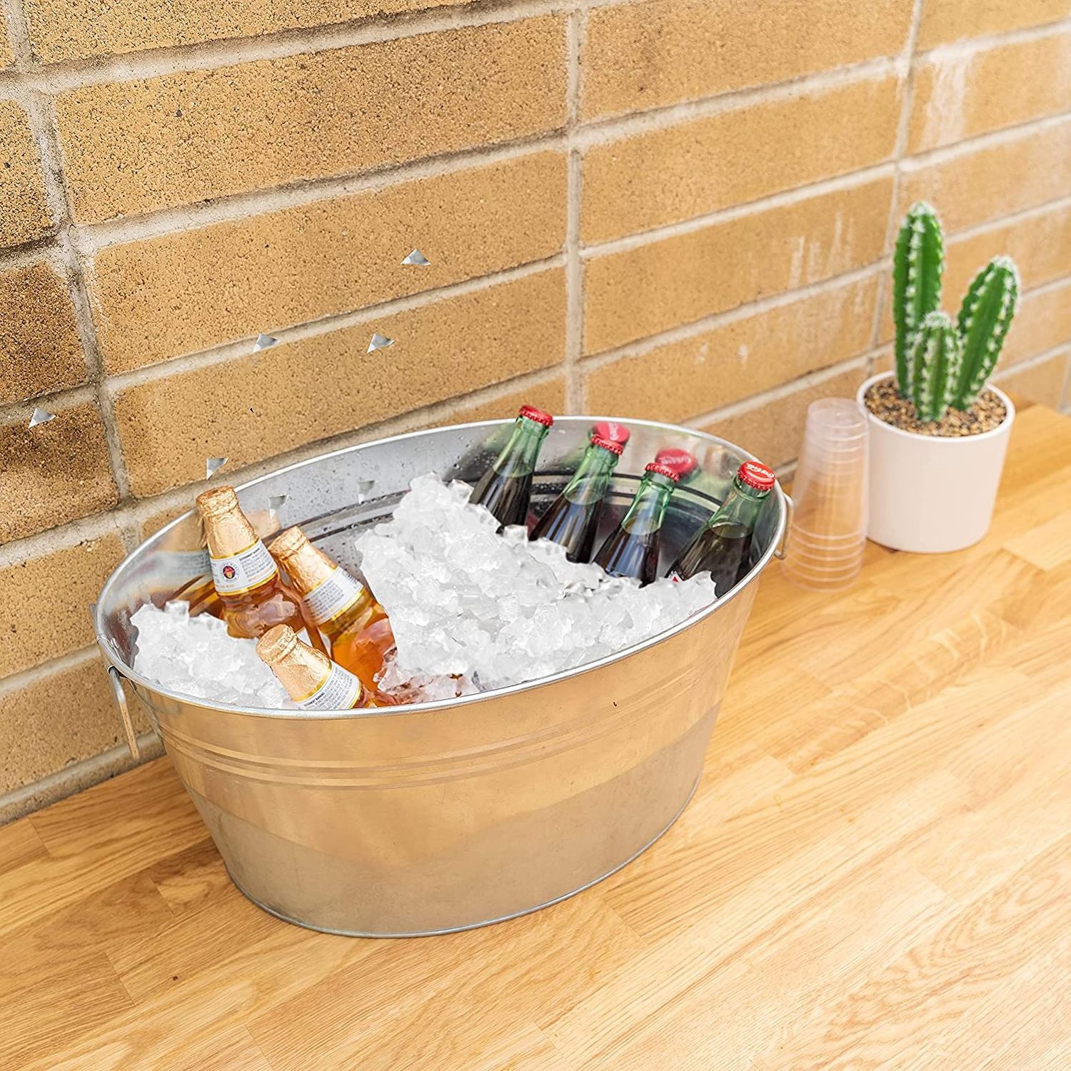 Custom Galvanized Party Champagne Ice Cooler Bucket With Logo Multifunctional Metal Beer Ice Bucket Tin Metal Tin Box