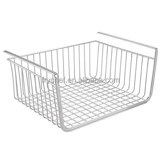 Metal wire Under Shelf Storage Basket Space Saving Easy Attach Stack Slide Under Cabinet Shelf Caddy Basket