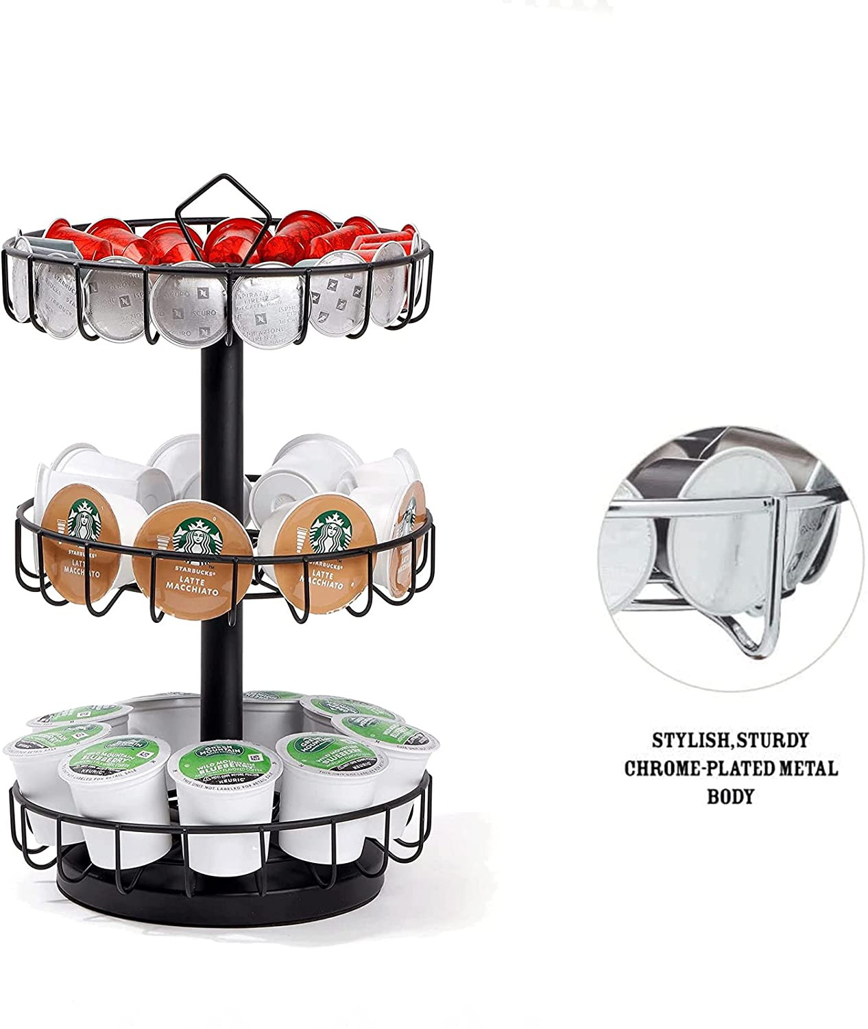 Coffee Pod Holder, Large Capacity K Cup Holder and Espresso Pod Capsule Holder, Coffee Pod Organizer for Keurig K cup Storage