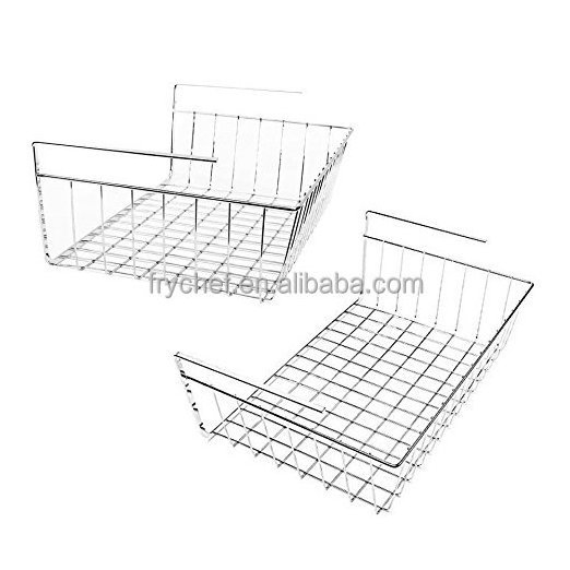 Metal wire Under Shelf Storage Basket Space Saving Easy Attach Stack Slide Under Cabinet Shelf Caddy Basket