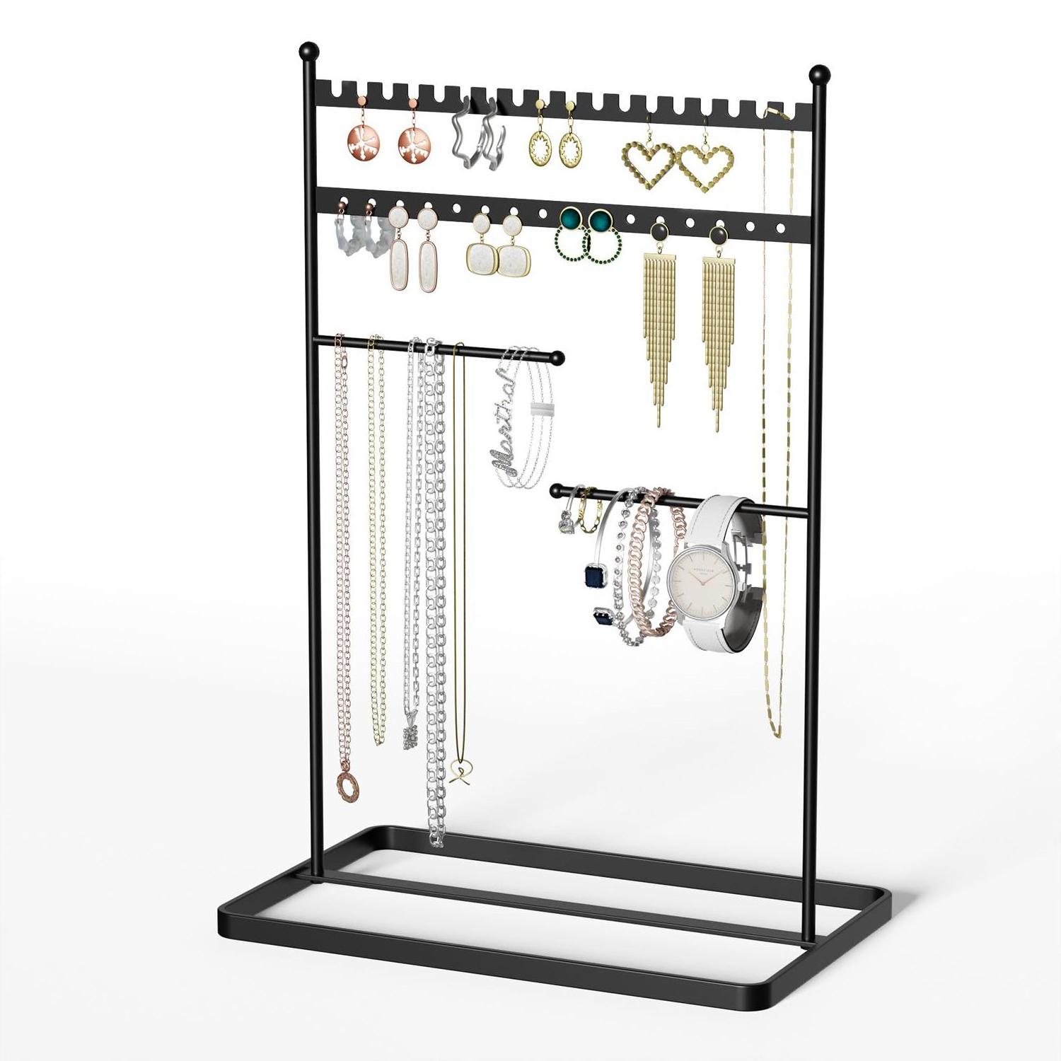 4 Tier Jewelry Organizer Stand Holder for Necklace, Bracelet, Ring, Earring Rack With 36 Hole, Storage Hanger for Display