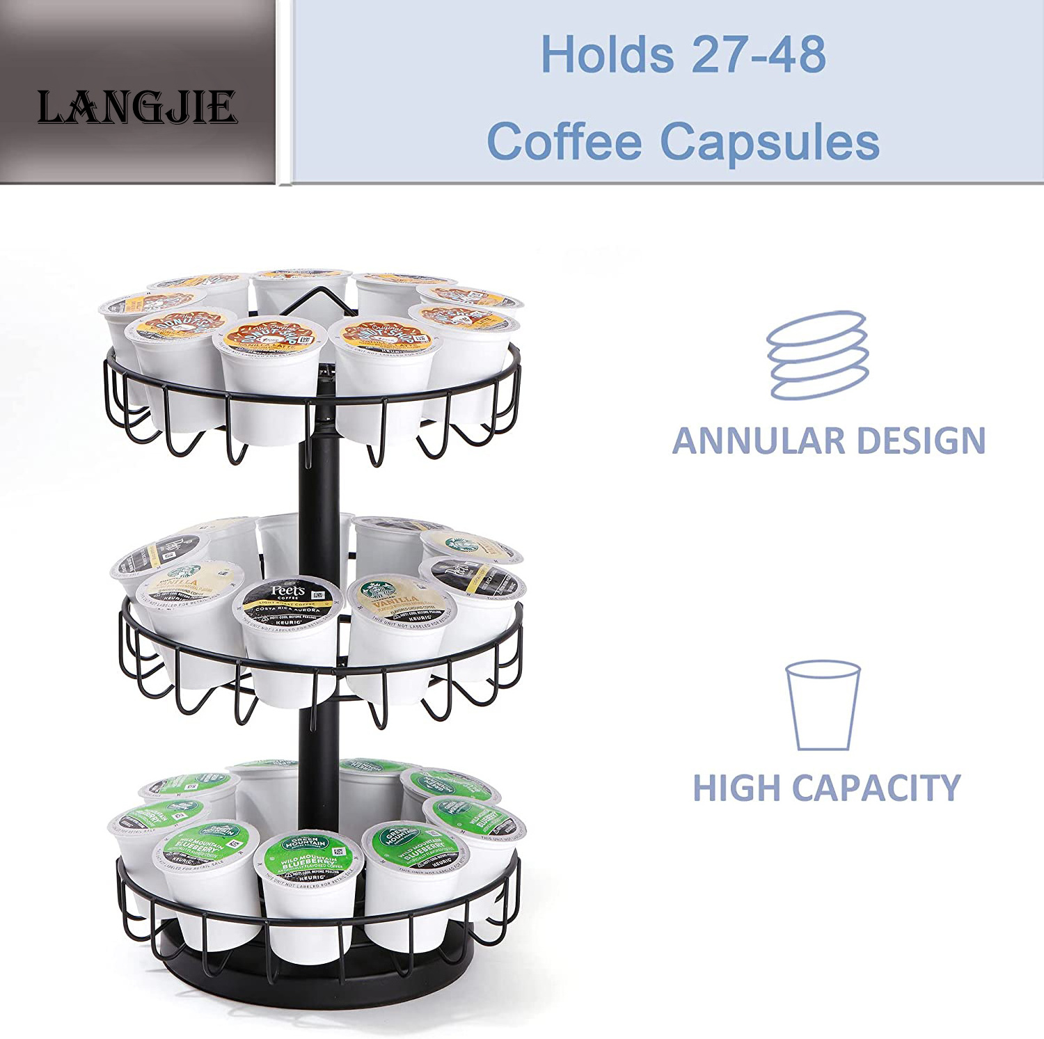 Coffee Pod Holder, Large Capacity K Cup Holder and Espresso Pod Capsule Holder, Coffee Pod Organizer for Keurig K cup Storage