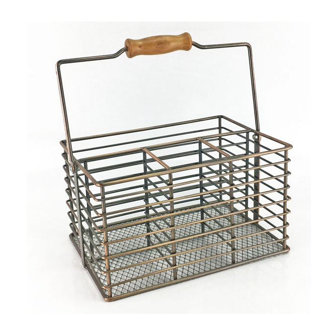 Stainless Metal Utensil Caddy Cutlery Carrying Storage Organizer Napkin Holder Seasoning Bottle Basket for Picnic BBQ Buffet