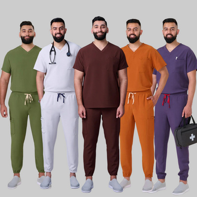 Bestex OEM Men Scrubs Style Custom Logo Nursing Scrubs Jogger Pants Medical Uniform Surgeon Nurse Plus Size Scrubs Uniforms Sets