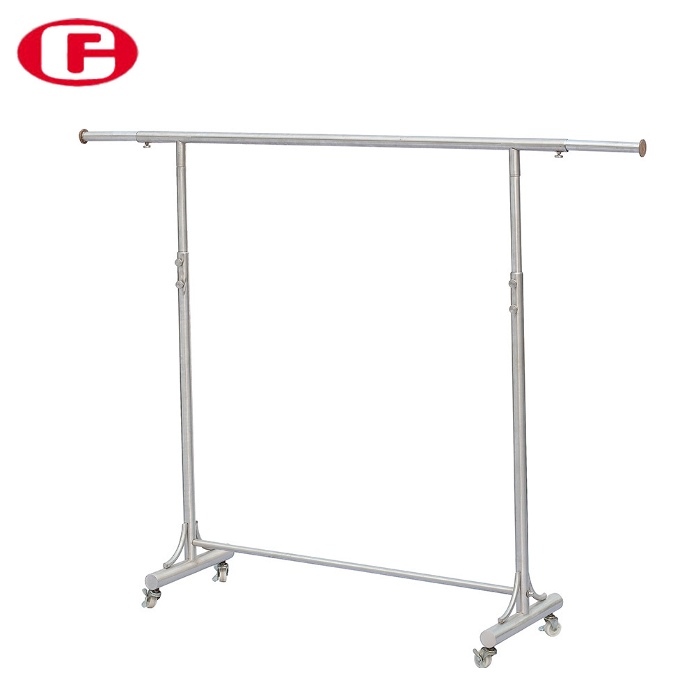 Hot Sale Single Pipe Metal Display Garment Rolling Rack  For Clothes