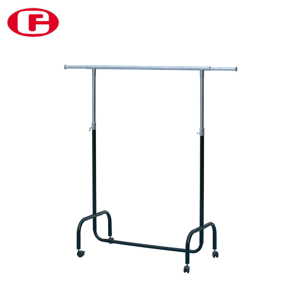 Hot Sale Single Pipe Metal Display Garment Rolling Rack  For Clothes