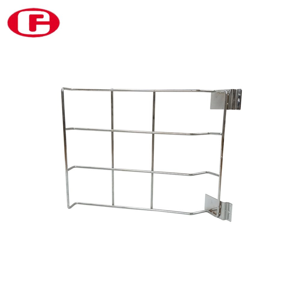 Wire mesh display shop goods shelf wire metal slatwall clothes display rack/ clothing hang rail display metal shelf