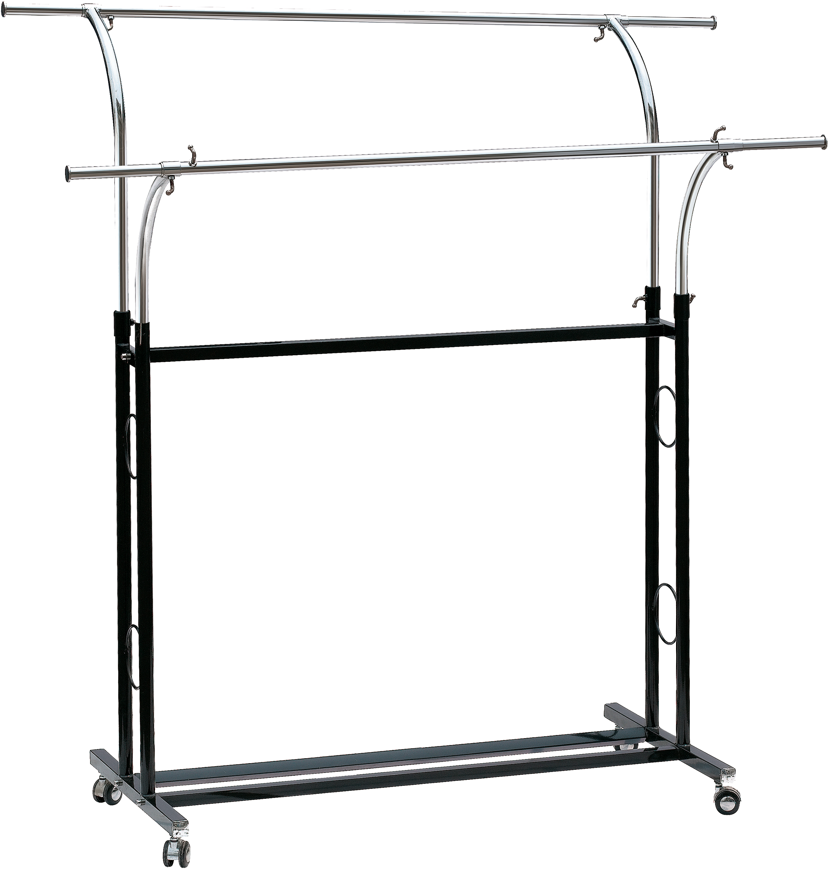 Collapsible Double Rod Clothing Chrome Garment Hanger Rack