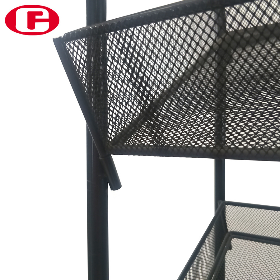 Heavy duty metal iron wire black garment Small objects display shelf rack for retail store