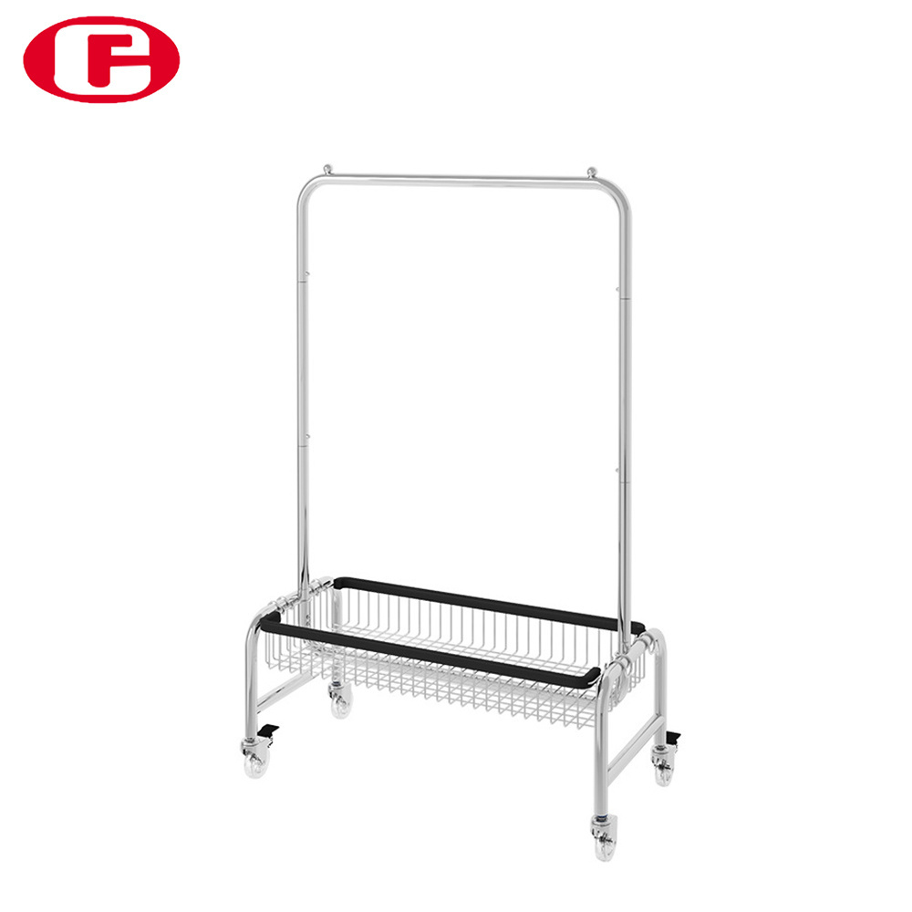 Clothing store display rack women's shelves in fitting room mobile multifunctional storage rack bedroom rack with basket