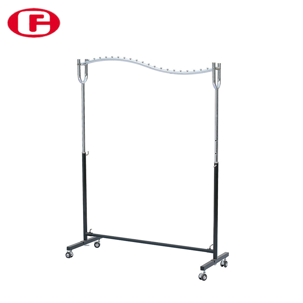 Hot Sale Single Pipe Metal Display Garment Rolling Rack  For Clothes