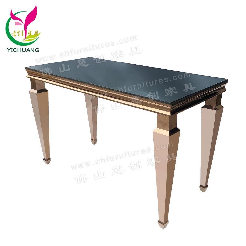 Wholesale Modern Rose Gold Stainless Steel Dining Table for Wedding and Catering