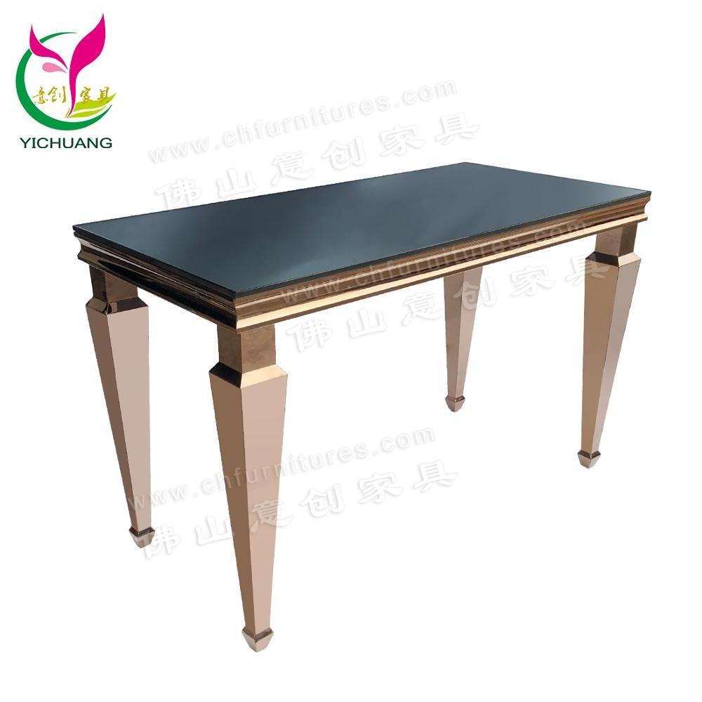 Wholesale Modern Rose Gold Stainless Steel Dining Table for Wedding and Catering