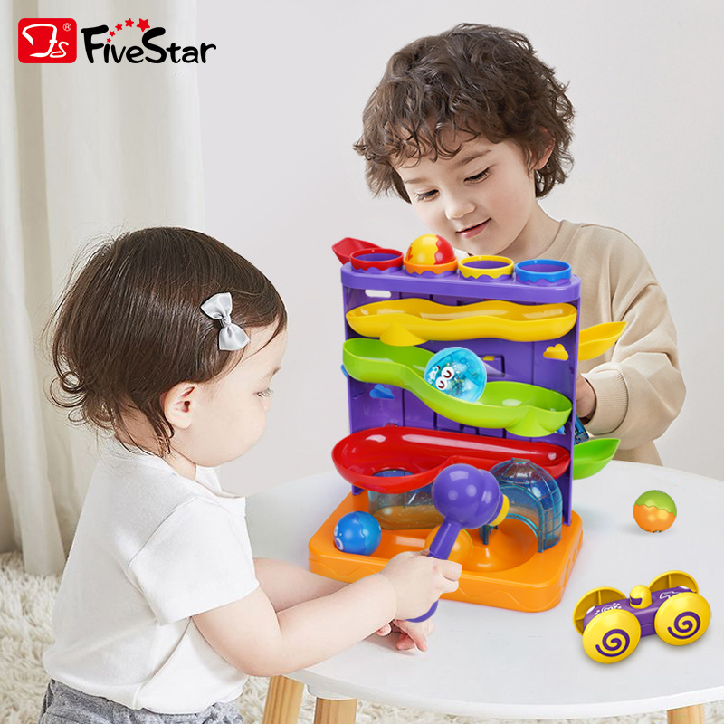 FiveStar Penguin Ice Roller Coaster DIY Kids Educational Toys Track Knock ball Slide Game for Kids