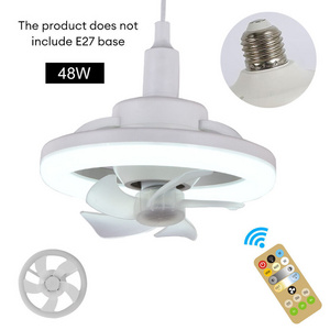 Dimmable Socket Fan Light with Remote Screw Ceiling Fans with Lights E27 Base Small Ceiling Fan for Garage Bathroom Bedroom