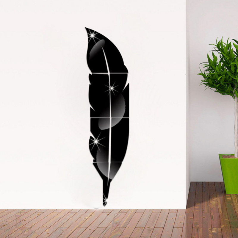 2021 3d Creative Bathroom Wall Sticker Acrylic for Ladies Leaf Shape Custom Cut Acrylic Mirror Sticker