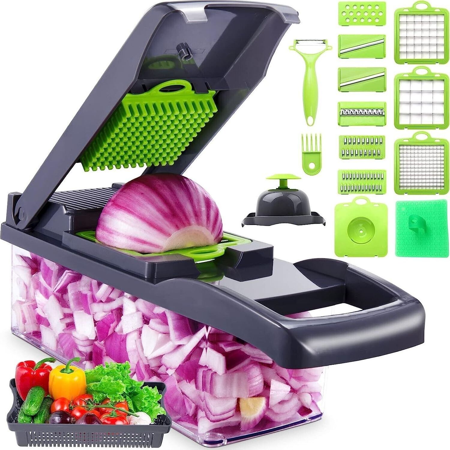 Factory wholesale Kitchen Accessories 12 in 1 Food Cutter Veggie Onion Chopper Slicer Multifunctional Vegetable Cutter