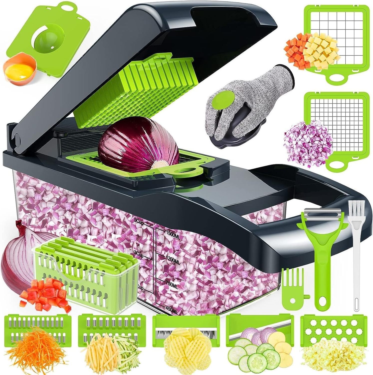 Factory wholesale Kitchen Accessories 12 in 1 Food Cutter Veggie Onion Chopper Slicer Multifunctional Vegetable Cutter