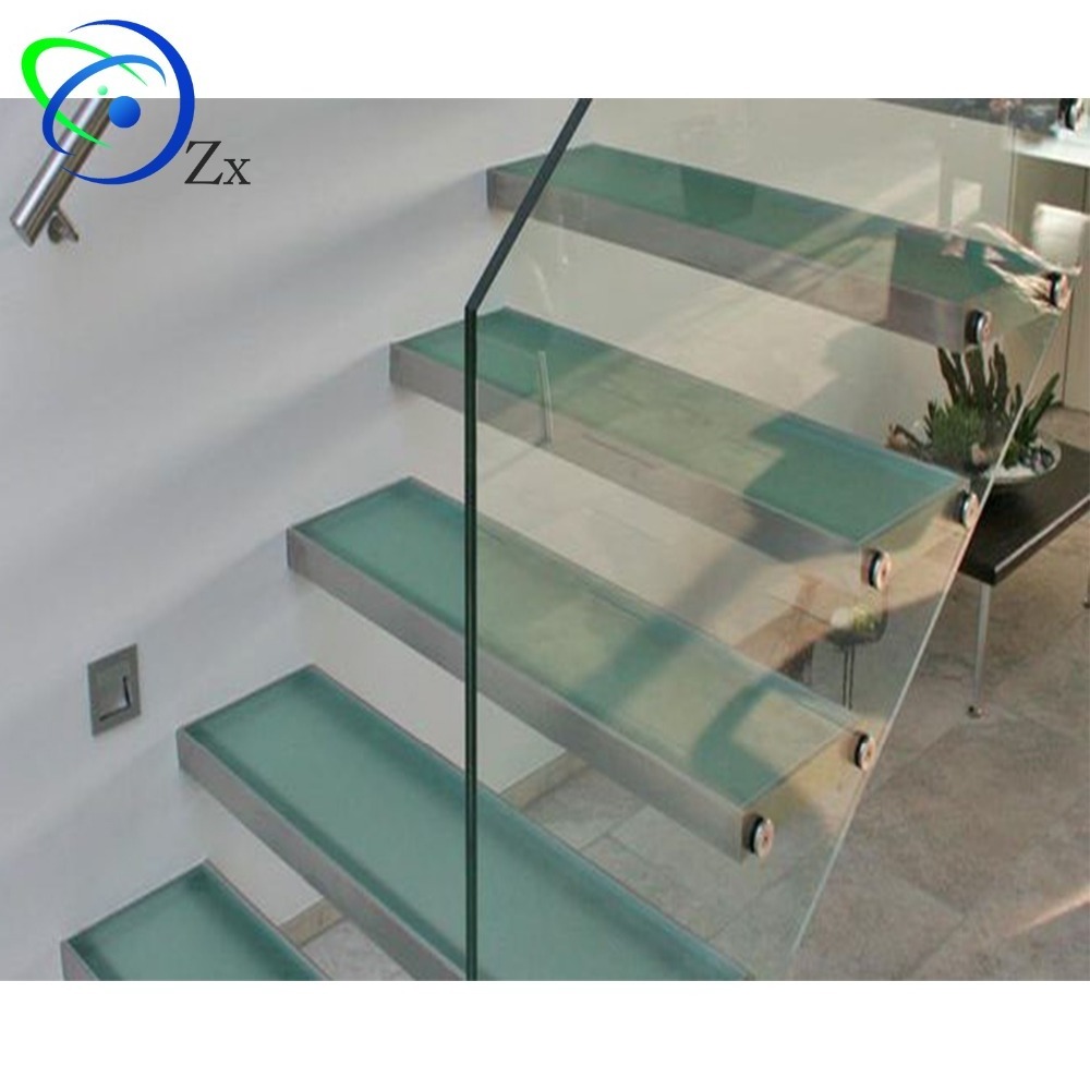 Cheap price modern floating staircase/hidden cantilever stairs/enter wall type stair with glass step wood treads