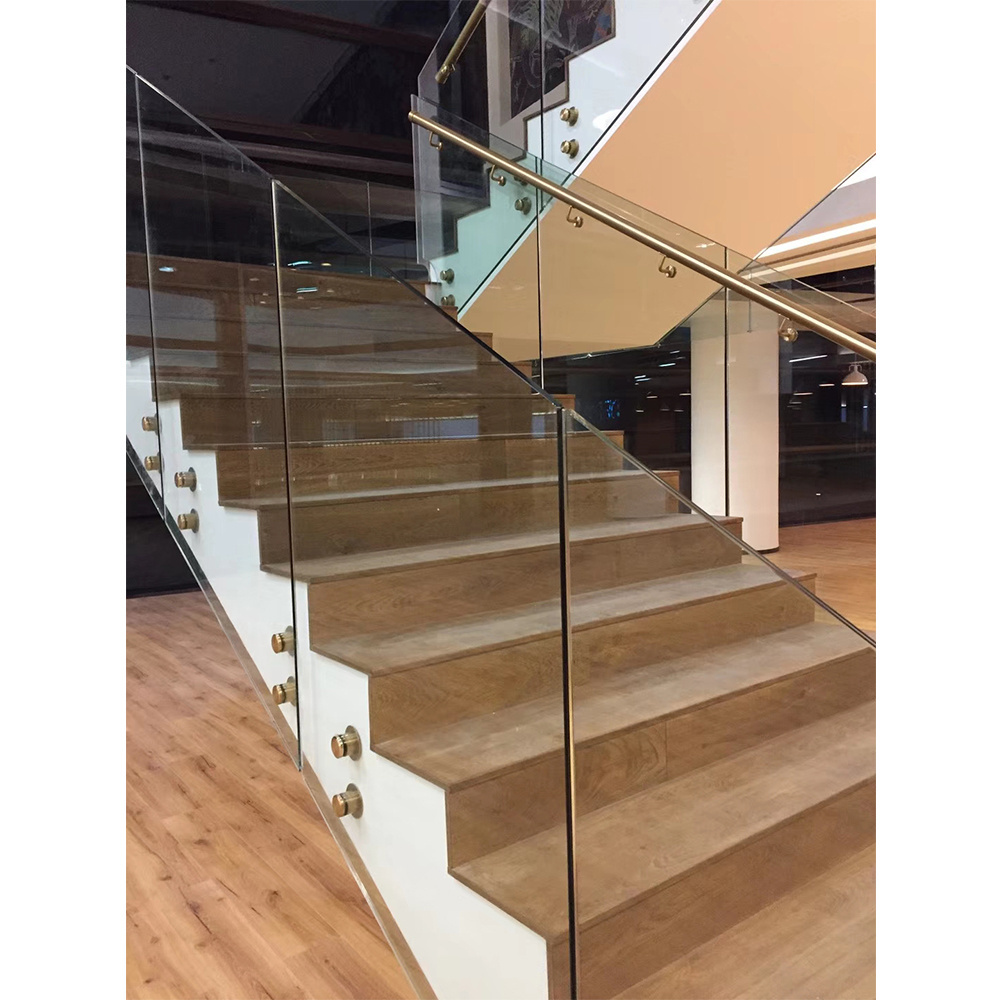 Frameless Stair Glass panels balustrades /stainless steel 316 side mounted standoff for glass  decking/ balcony fence