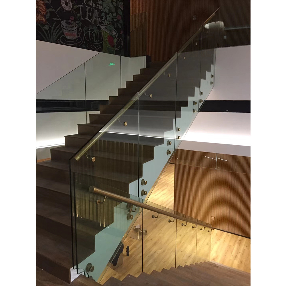 Frameless Stair Glass panels balustrades /stainless steel 316 side mounted standoff for glass  decking/ balcony fence