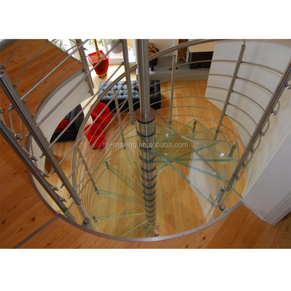 Spiral Stairs Stair Type and Stainless Steel Stair Material Spiral Staircases Used/glass step tread/glasss balustrade