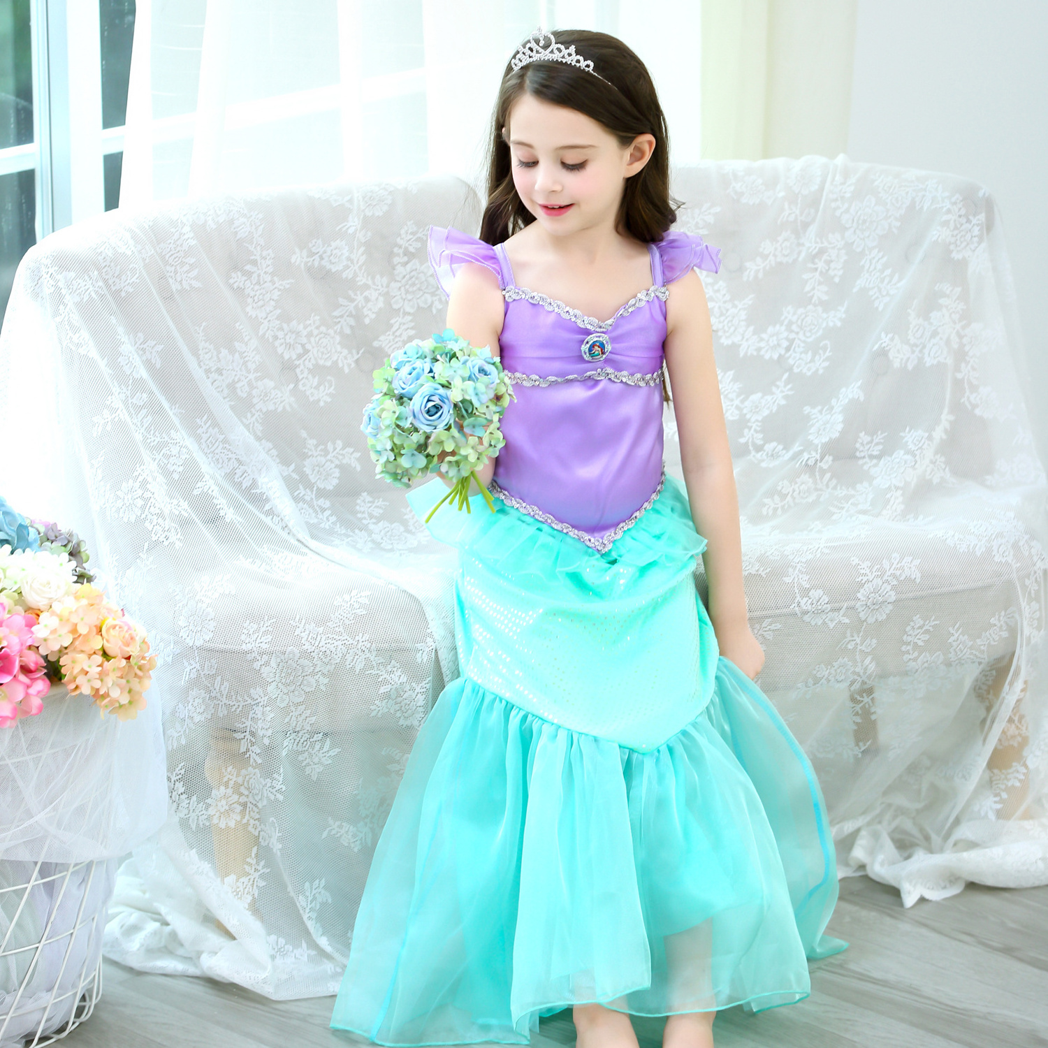 Foshan Children Party Dress Little Girls Mermaid Costume Dress up Kids Princess Cosplay Birthday Party Outfit D91