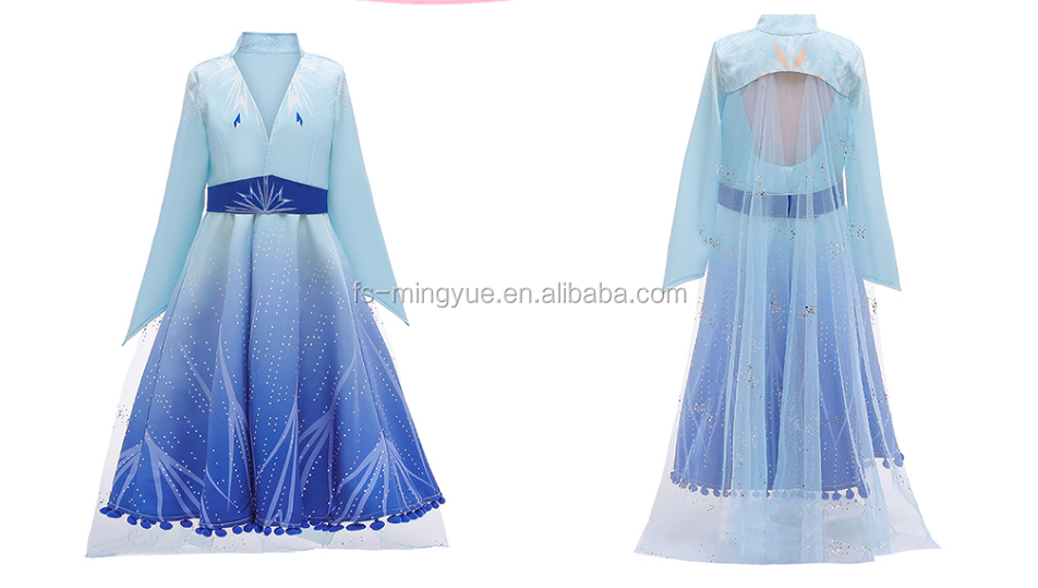 Anna Elsa 2 New Girls Princess Dress Halloween Cosplay Costume  For Kids Frozen 2  Birthday Party Evening Party Dresses MY01