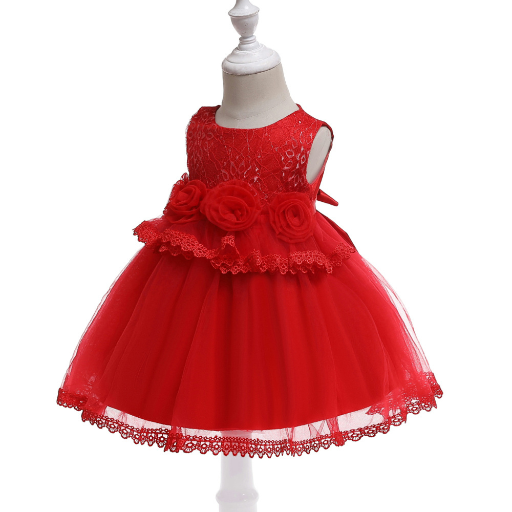 1 Year Girl Dress Princess Girls Tutu Dresses Toddler Kids Clothes Baby Baptism 1st Birthday Outfits B-28382