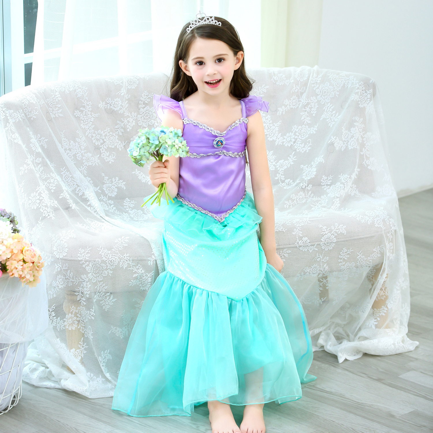 Foshan Children Party Dress Little Girls Mermaid Costume Dress up Kids Princess Cosplay Birthday Party Outfit D91