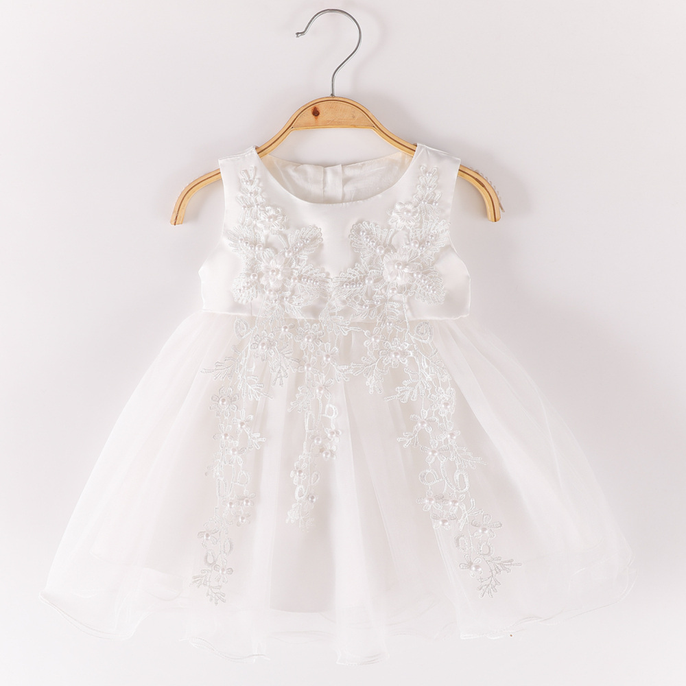 White Dresses for Girl Baptism Baby Clothing Toddler Christening Gown Infant Girls Frocks B-3931 1 Year Birthday Party Full