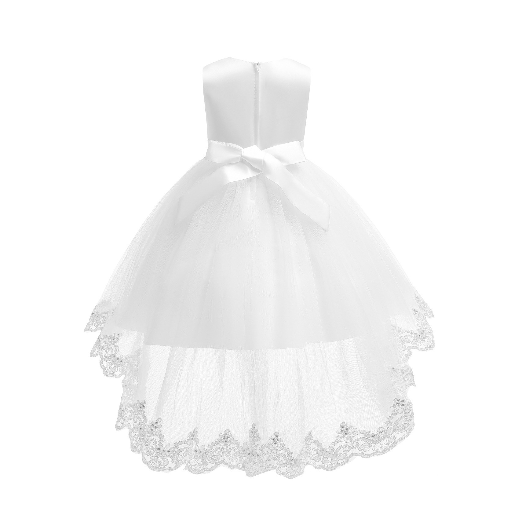 Hot selling Kids Embroidered Dress For 3-14 Girls Wedding Party Tailing Tulle Elegant Princess Sleeveless Childrens DressesAM023