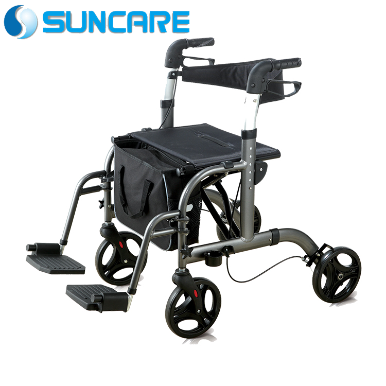 Medical foldable aluminum light weight electric rollator walker wheelchair rollator with seat