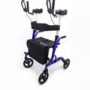 China Wholesale Mobility Aid 4-Wheel Foldable Aluminum outdoor rollator walker with Seat For Elder