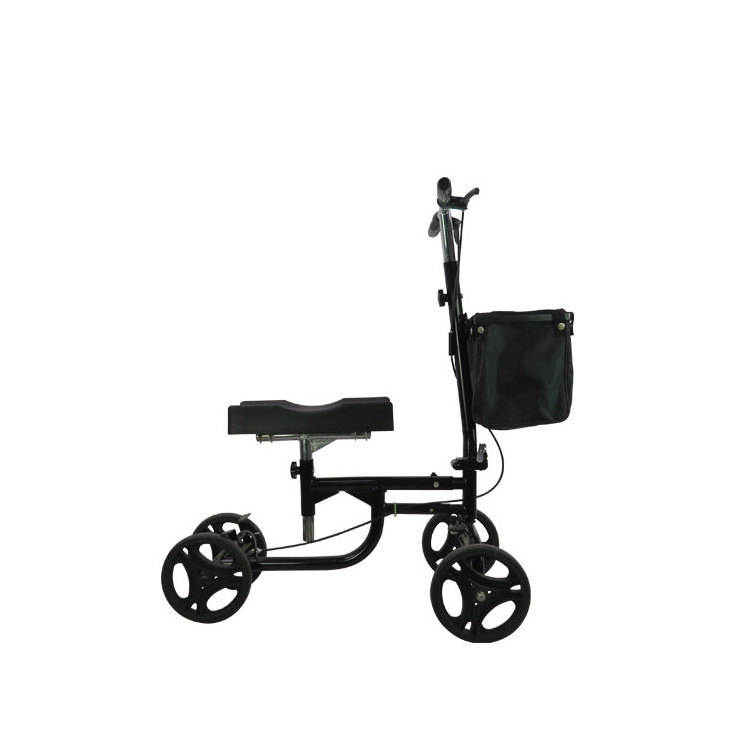 medical Scooter Knee Cycle 4 wheels Walker lightweight Alternative Black Disable Steerable Knee Walker