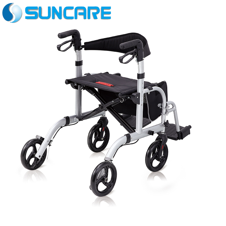 Medical foldable aluminum light weight electric rollator walker wheelchair rollator with seat