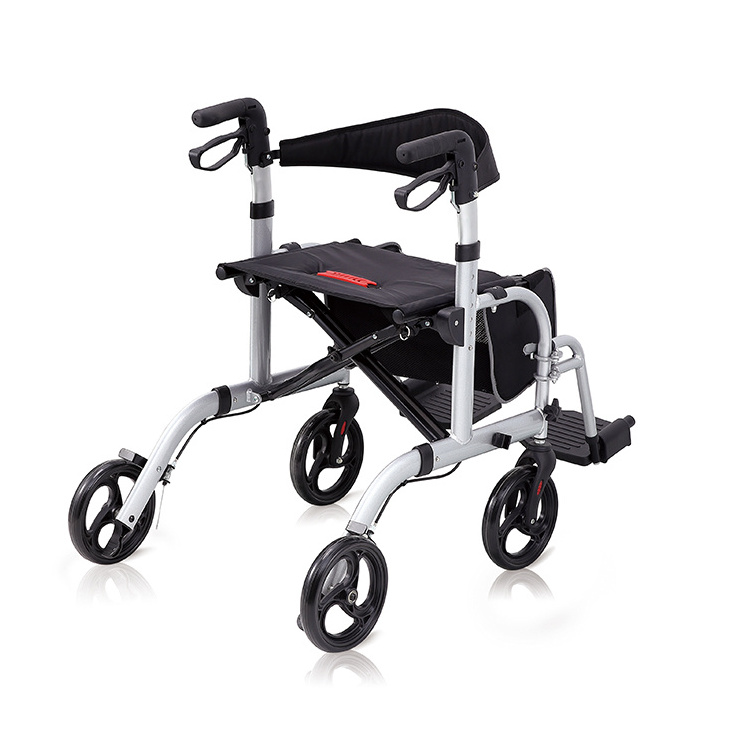 Medical foldable aluminum light weight electric rollator walker wheelchair rollator with seat