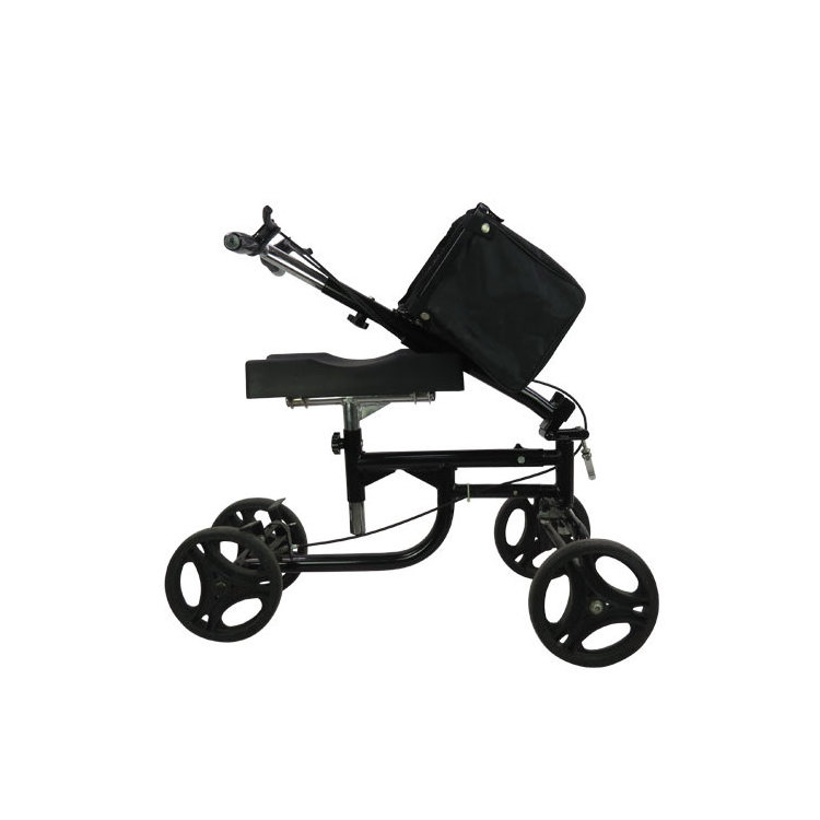 medical Scooter Knee Cycle 4 wheels Walker lightweight Alternative Black Disable Steerable Knee Walker