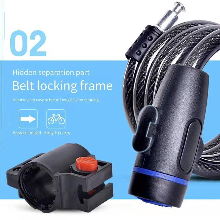 High Quality Mountain Bike Theft Prevention Key Combination Bicycle Cable Lock