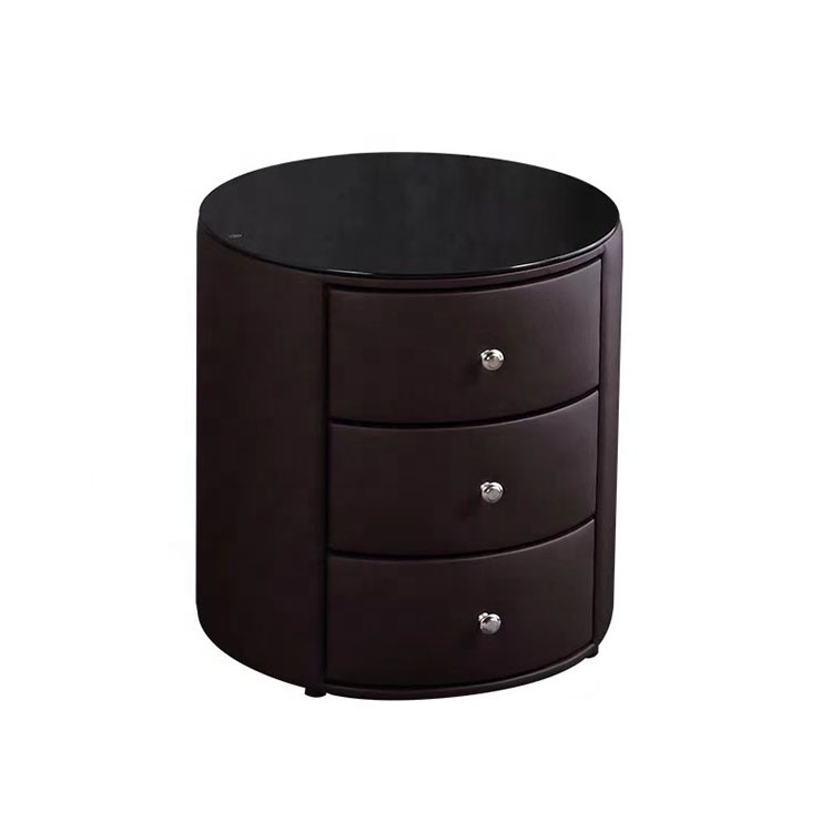 Bedroom Metal Luxury Nightstand Modern Organizer Small Night Stand bedside table dark purple round