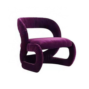 Scandinavian metal legs natural wicker lounge leisure purple throne chair