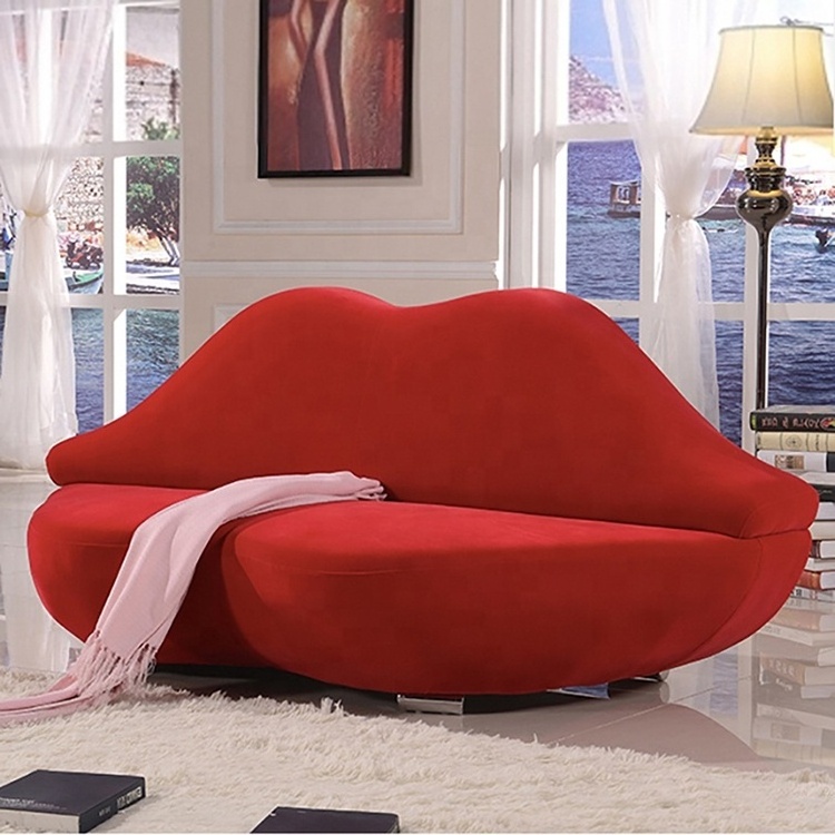 Fashion creative red lips shaped chair simple leisure bedroom double hot small living room lazy boy fabric sofa