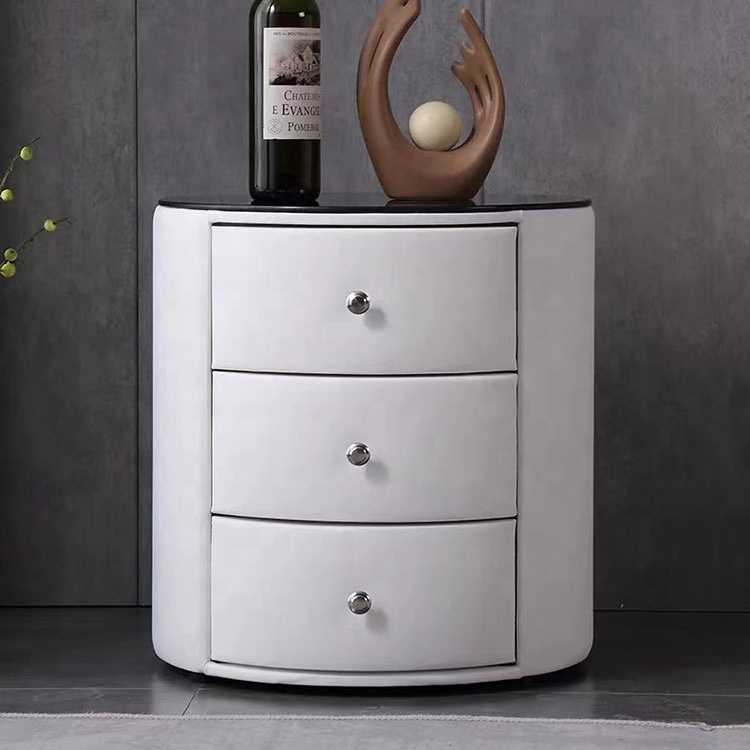 Bedroom Metal Luxury Nightstand Modern Organizer Small Night Stand bedside table dark purple round