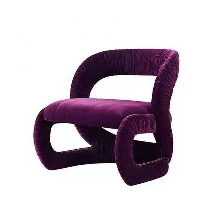 Scandinavian metal legs natural wicker lounge leisure purple throne chair