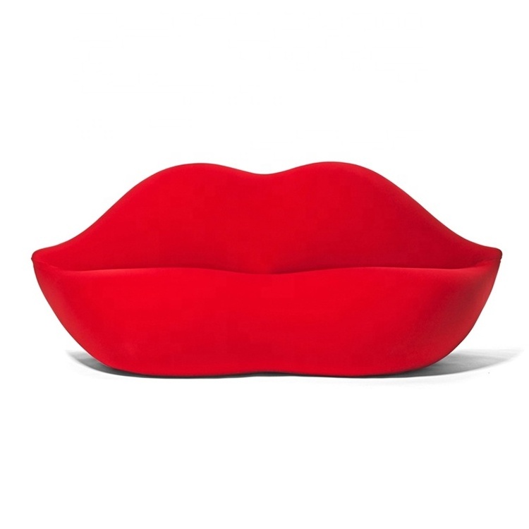 Fashion creative red lips shaped chair simple leisure bedroom double hot small living room lazy boy fabric sofa