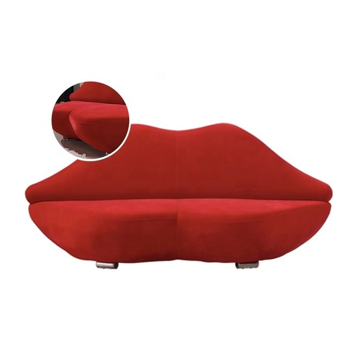 Fashion creative red lips shaped chair simple leisure bedroom double hot small living room lazy boy fabric sofa