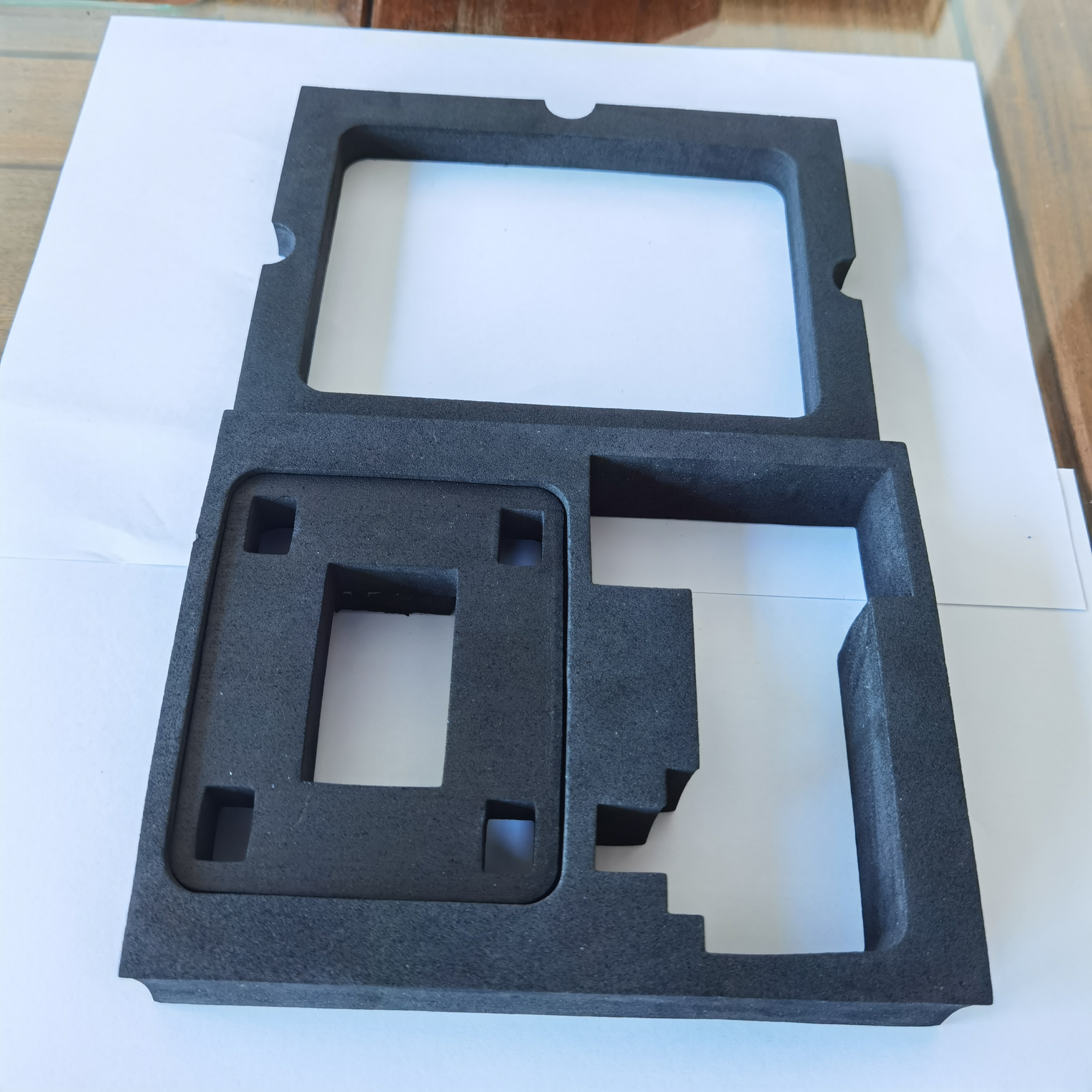 Auto Partstray Sealing Paper Pulp Packaging Inner Tray Black Foam Lining Pack Box foam manufacturer