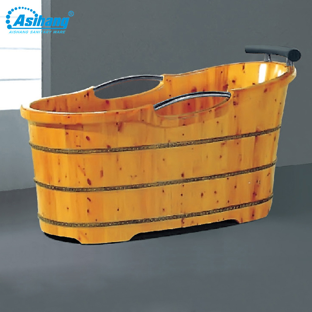 aishang 33102 free standing cedar wooden bathtub