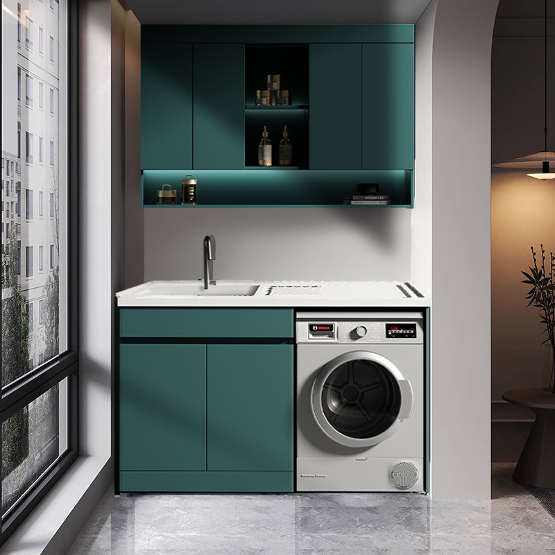 Popular Design Green Balcony Laundry Room Bathroom Storage Cabinet With Basin