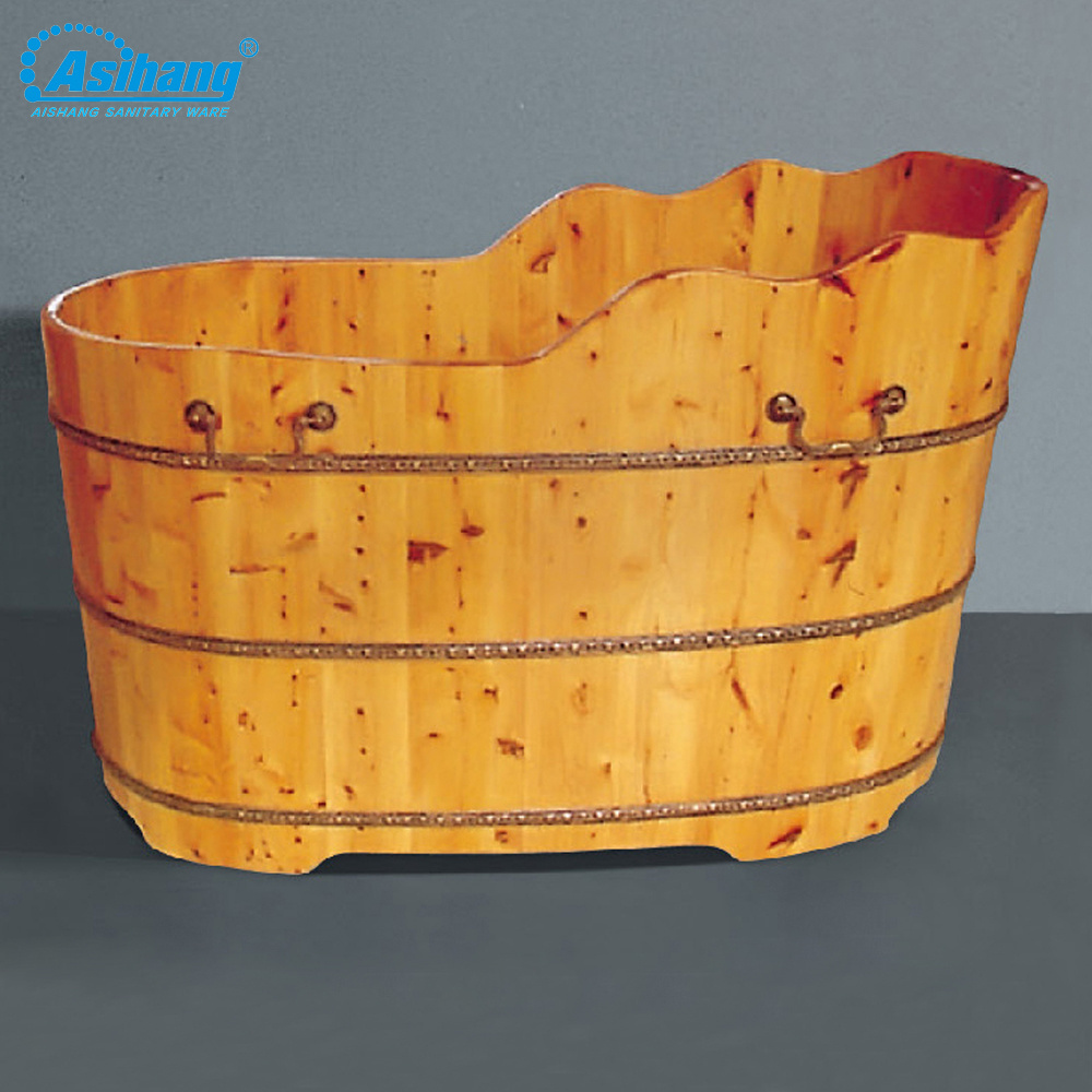 aishang 33102 free standing cedar wooden bathtub